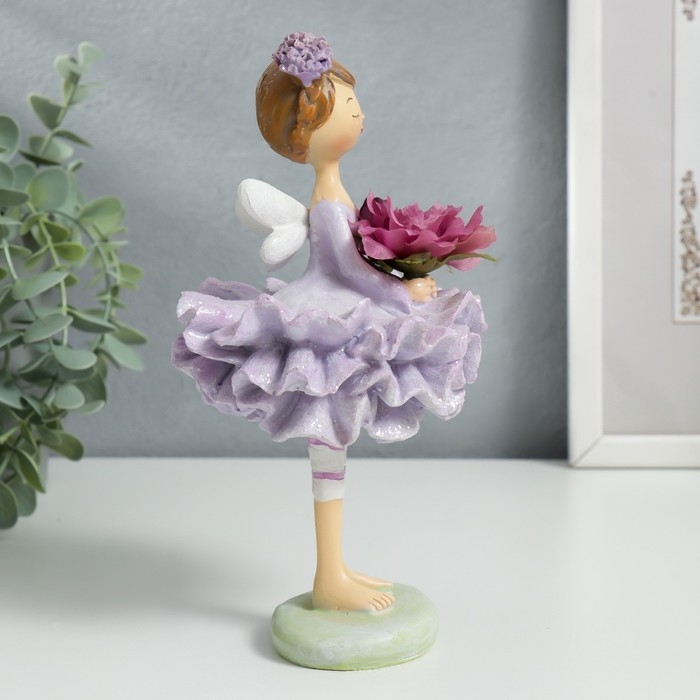 Сувенир полистоун Сувенир полистоун "Девочка-ангел в многослойной юбочке, с цветком" 19,5х10,5х10,5 см