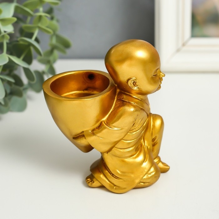 Сувенир полистоун подсвечник на 1 свечу Сувенир полистоун подсвечник на 1 свечу "Маленький будда" 7,5х5х10 см