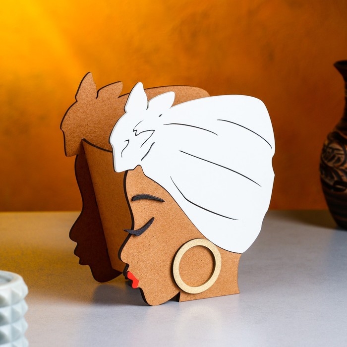 Кашпо деревянное  Кашпо деревянное "Негритянка" 14,5х9х17 см, Дуб-белый