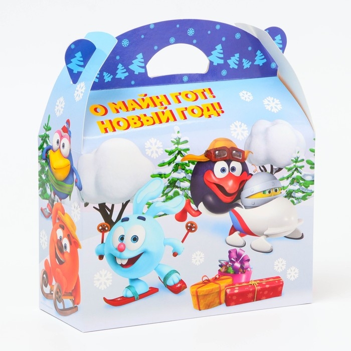 Новый год. Подарочная коробка Новогодняя Баул Новый год. Подарочная коробка Новогодняя Баул "Смешарики" лицензия 22 х 9 х 22 см (+5,6 см).