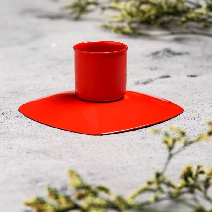 Подсвечник Подсвечник "Квадрат" металл на 1 свечу, 7х3 см, красный