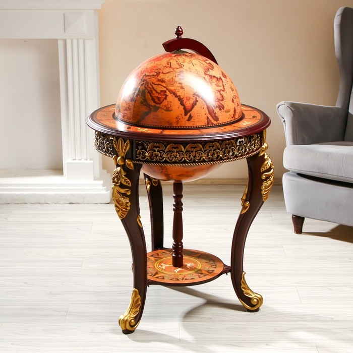 Глобус бар декоративный Глобус бар декоративный "Винтажная карта" узорные ножки 60,4х60,4х104 см