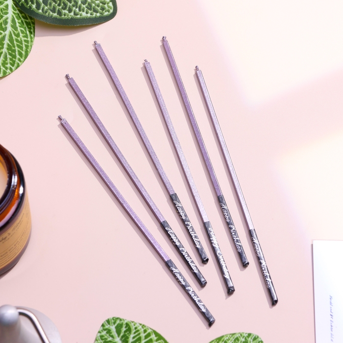 Набор свечей в торт, 6 штук Набор свечей в торт, 6 штук "Лавандовый металлик", 15 см