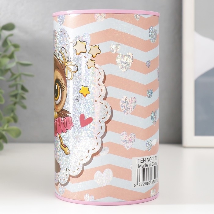 Копилка металл Копилка металл "Совята и сердечки" МИКС 15х8,5х8,5 см