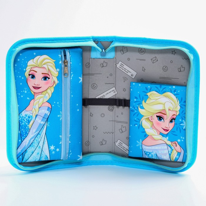 Пенал каркасный, 1 секция, 140х210х40 мм, откидной карман, тканевый, Холодное сердце Пенал каркасный, 1 секция, 140х210х40 мм, откидной карман, тканевый, Холодное сердце