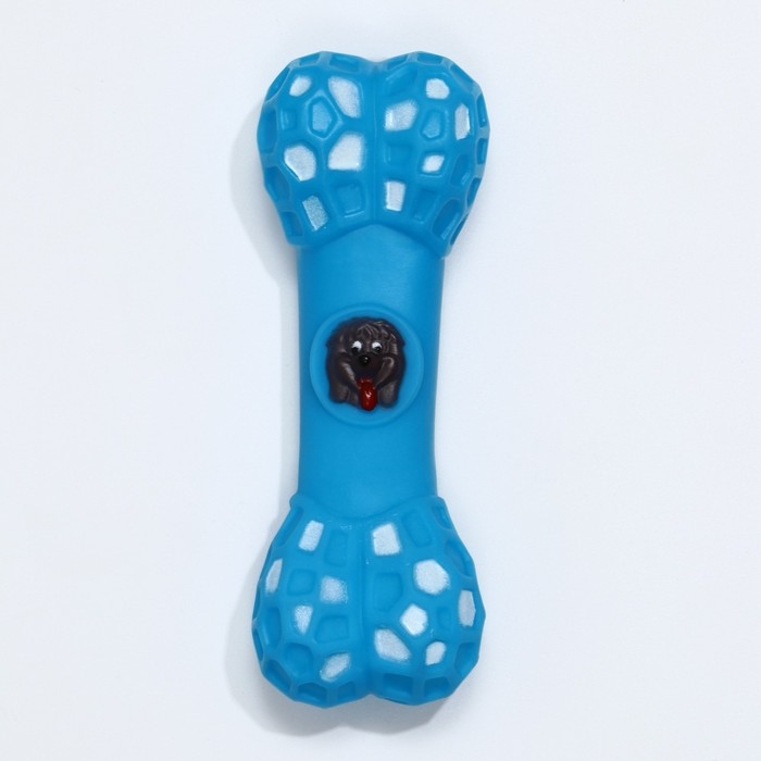 Игрушка пищащая  Игрушка пищащая "Кость с портретом" для собак, 15 см, голубая