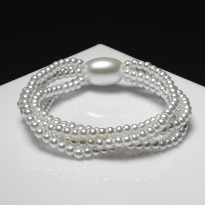 Браслет жемчуг «Империя», 5 нитей, бусины № 4, 14, цвет молочный Браслет жемчуг «Империя», 5 нитей, бусины № 4, 14, цвет молочный