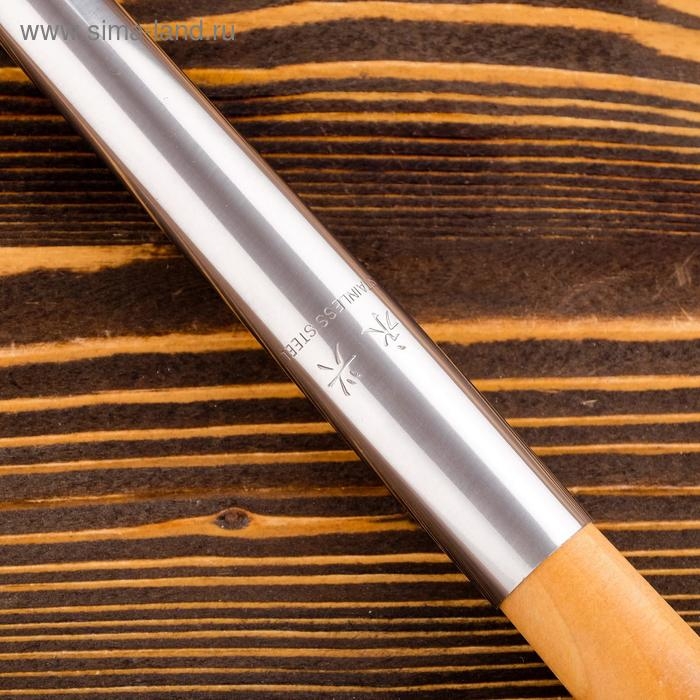 Шумовка для казана узбекская 53см, диаметр 15см, светлая деревянная ручка Шумовка для казана узбекская 53см, диаметр 15см, светлая деревянная ручка