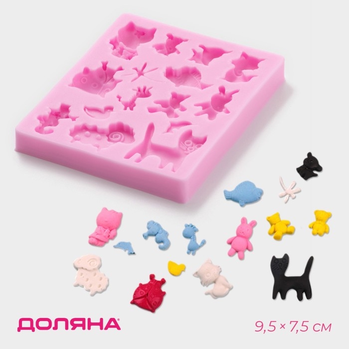 Молд Доляна «Зверята», 9,5×7,5×1 см, цвет розовый Молд Доляна «Зверята», 9,5×7,5×1 см, цвет розовый