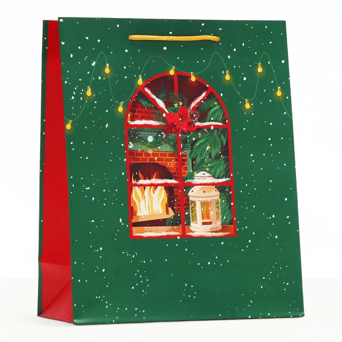 Новый год. Пакет подарочный Новый год. Пакет подарочный "Новый год в окошке", 26 х 32 х 12 см.