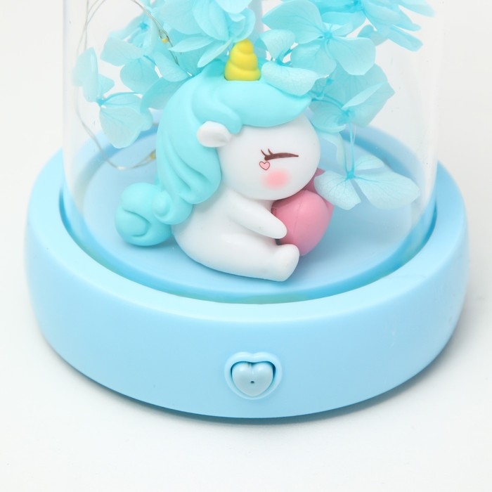 Ночник музыкальный колба Ночник музыкальный колба "Единорог" LED 3хААА голубой 9,5х9,5х16 см