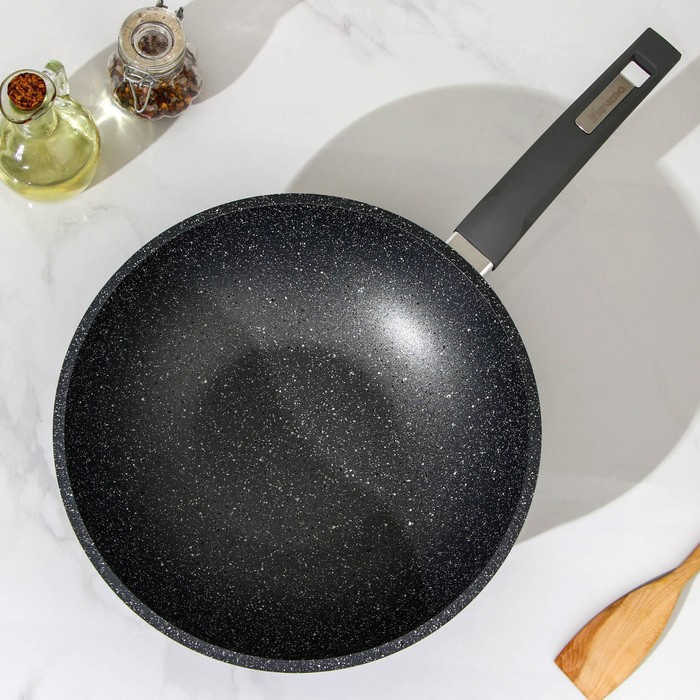 Сковорода-ВОК «Гранит», d=28 см, пластиковая ручка, антипригарное покрытие, цвет серый Сковорода-ВОК «Гранит», d=28 см, пластиковая ручка, антипригарное покрытие, цвет серый