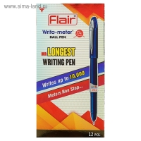 Ручка шариковая Flair Writo-Meter DX узел-игла 0.6, (пишет 10 км), шкала на стержне, синий