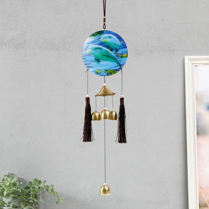 Музыка ветра металл Музыка ветра металл "Дельфины" 4 колокольчика 52х12,5х2,7 см