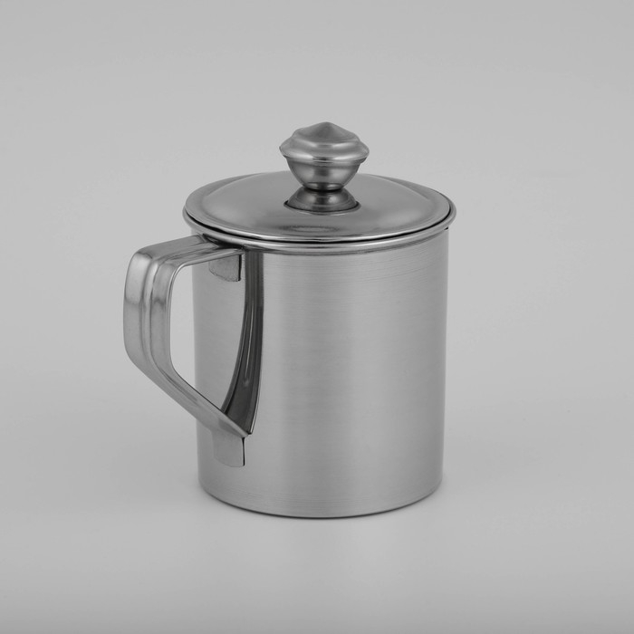 Кружка из нержавеющей стали Доляна «Индия», 250 мл, 9,5×6,8×9 см, с крышкой Кружка из нержавеющей стали Доляна «Индия», 250 мл, 9,5×6,8×9 см, с крышкой