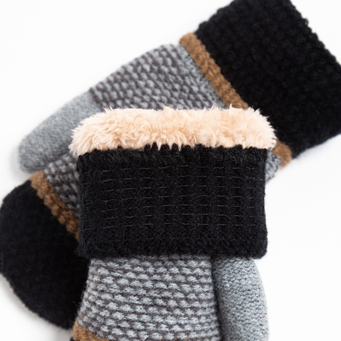 Варежки детские, цвет чёрный/тёмно-серый, размер 16 (8-10 лет) Варежки детские, цвет чёрный/тёмно-серый, размер 16 (8-10 лет)