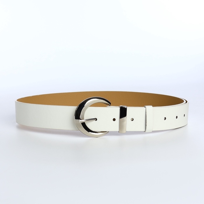 Ремень женский, ширина 3,3 см, винт, пряжка металл, цвет белый Ремень женский, ширина 3,3 см, винт, пряжка металл, цвет белый