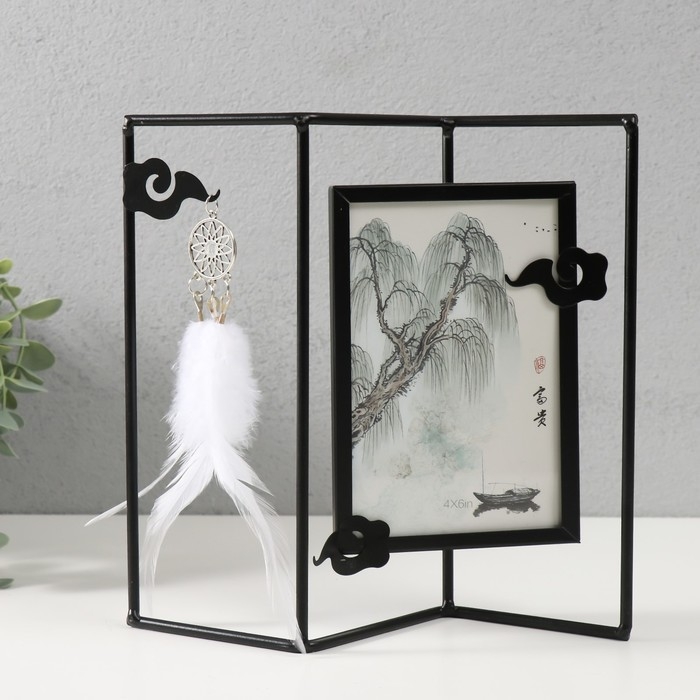 Фоторамка металл на 1 фото 10х15 см Фоторамка металл на 1 фото 10х15 см "Лофт. Дзен" черный 21,5х21,2х6 см