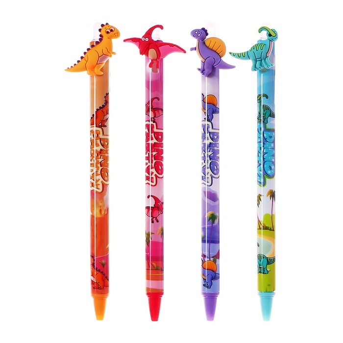 Ручка гелевая 0.5 мм, со стираемыми чернилами, синяя, штрихкод на штуке, МИКС Динозавры Ручка гелевая 0.5 мм, со стираемыми чернилами, синяя, штрихкод на штуке, МИКС Динозавры