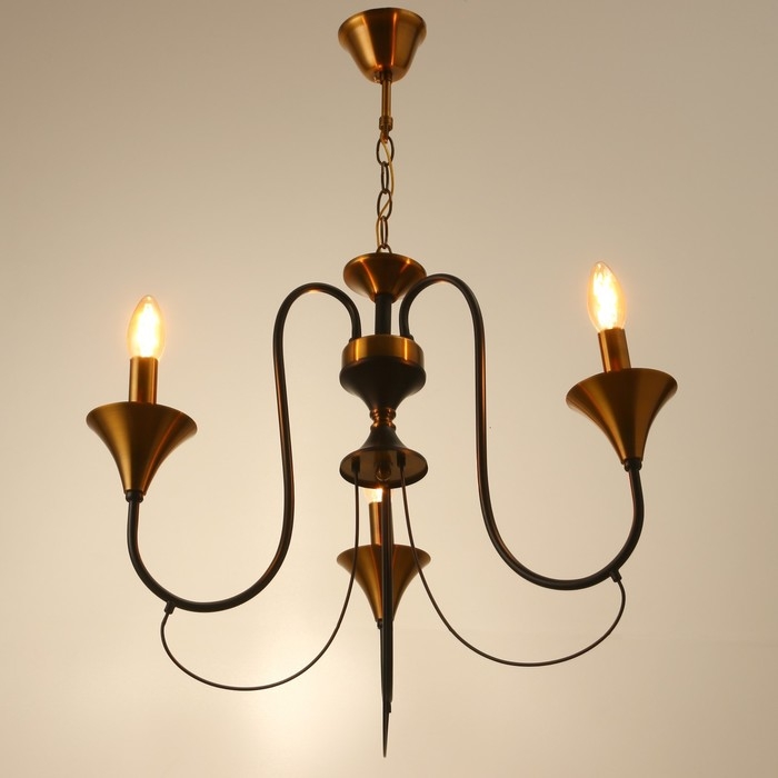 Люстра Люстра "Элимин" 3хЕ14 40Вт черно-золотой 56х75х56 см BayerLux