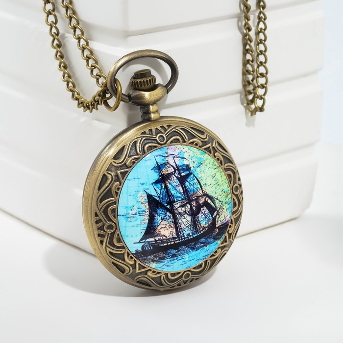 Часы карманные Часы карманные "Корабль", кварцевые, d циферблата-4 см, 5.5 х 4.5 см