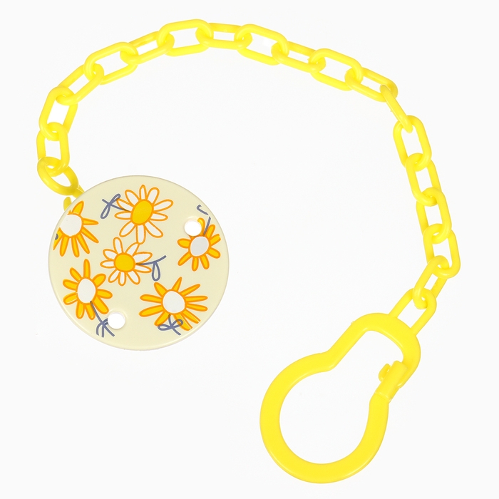 Набор: Соска - пустышка с держателем «Цветы», ортодонтическая, +6 мес, цвет желтый Набор: Соска - пустышка с держателем «Цветы», ортодонтическая, +6 мес, цвет желтый