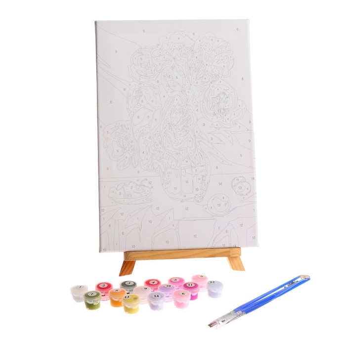 Картина по номерам на холсте с подрамником «Букет пионов», 30х20 см Картина по номерам на холсте с подрамником «Букет пионов», 30х20 см