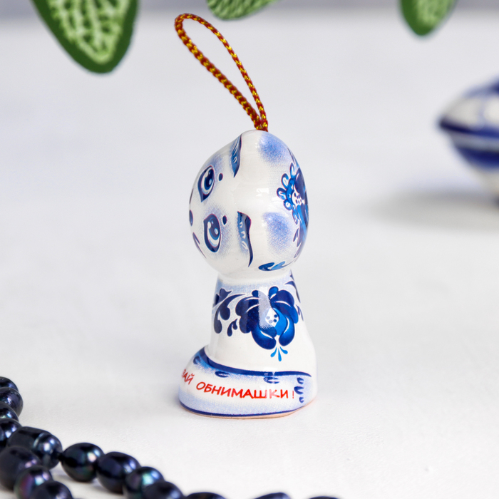 Сувенирный колокольчик  Сувенирный колокольчик "Котёнок. Давай обнимашки"   гжель , 6 см