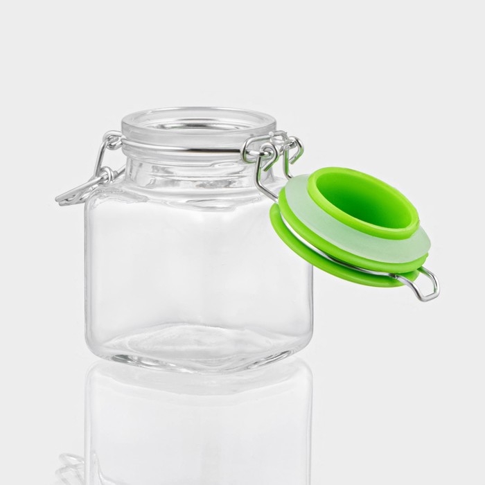Банка стеклянная для хранения сыпучих продуктов &laquo;Прима&raquo;, 100 мл, 7,5&times;5&times;8 см, с бугельным замком, цвет МИКС