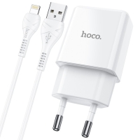 Сетевое зарядное устройство Hoco N9, USB - 2.1 А, кабель Lightning 1 м, белый