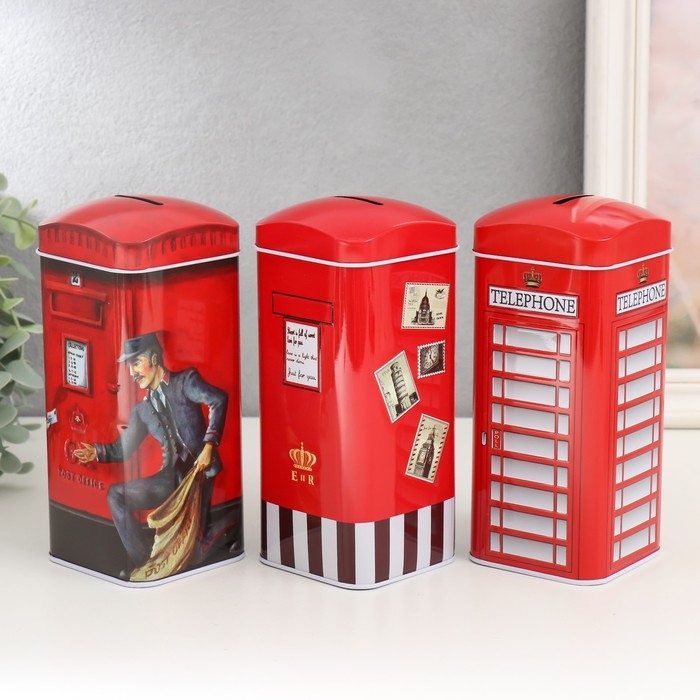 Копилка металл Копилка металл "Почтовые марки" МИКС 16х7х7 см