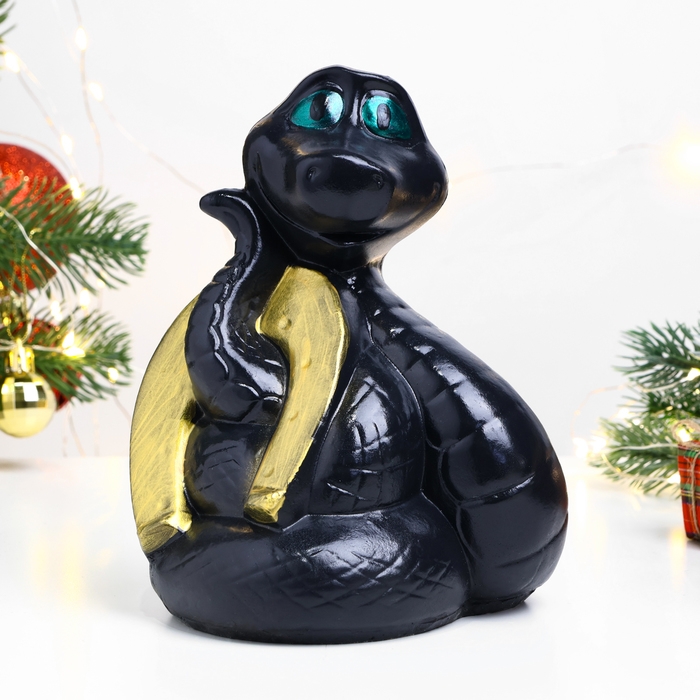 Копилка Копилка "Змея с подковой" черная, 14см