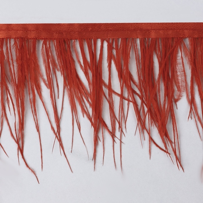 Тесьма с перьями страуса, 8-10 см, 5 ± 0,5 м, цвет алый Тесьма с перьями страуса, 8-10 см, 5 ± 0,5 м, цвет алый