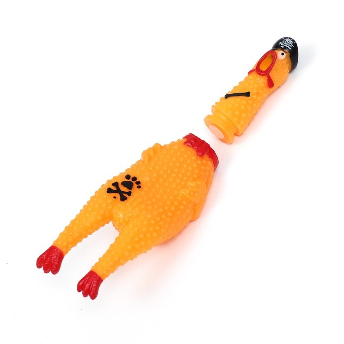 Игрушка пищащая Игрушка пищащая "Курица пират" для собак, 16,5 см, жёлтая
