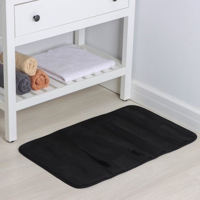 Коврик для ванной и туалета SAVANNA «Bath», 50×80 см, цвет чёрный Коврик для ванной и туалета SAVANNA «Bath», 50×80 см, цвет чёрный