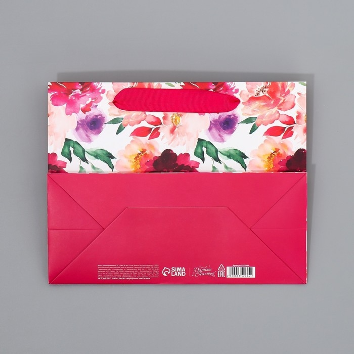 Пакет подарочный ламинированный с тишью, упаковка, «Счастье», MS 23 х 18 х 10 см