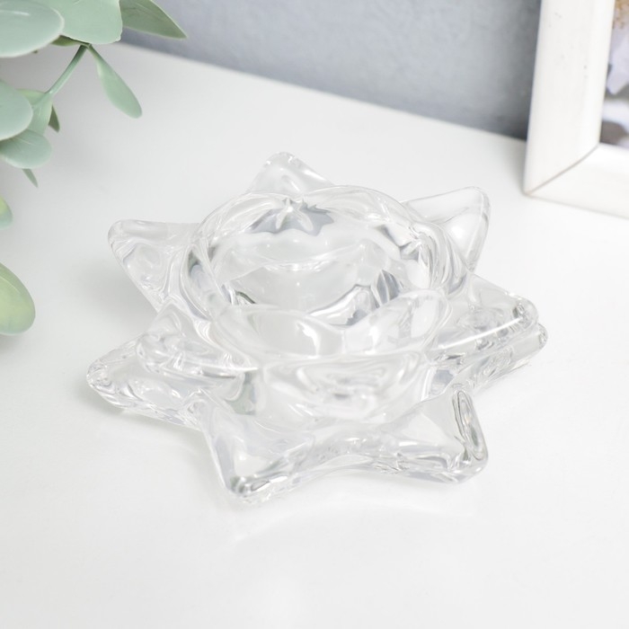 Подсвечник стекло на 1 свечу "Лотос" прозрачный 4,5х8,3х8,3 см