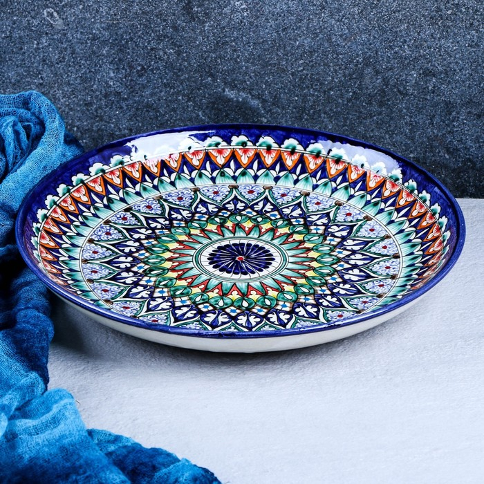 Ляган Риштанская Керамика  Ляган Риштанская Керамика "Узоры", 28 см, синий