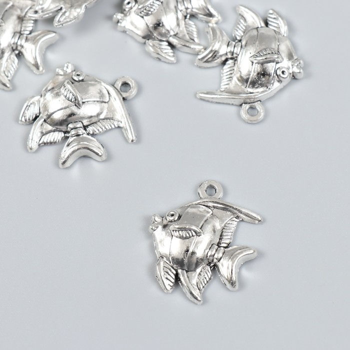 Декор для творчества металл Декор для творчества металл "Рыба. Мавританский идол" набор 7 шт серебро 2,2х2,5 см