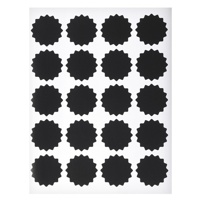 Наклейки водонепроницаемые, набор листов 5 шт., меловой маркер, диаметр 1 наклейки — 38 мм Наклейки водонепроницаемые, набор листов 5 шт., меловой маркер, диаметр 1 наклейки — 38 мм