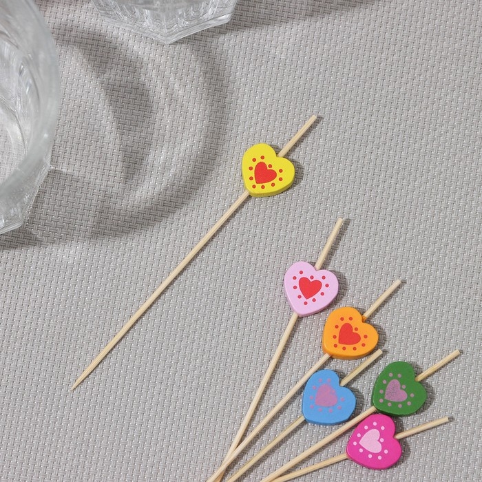 Шпажки Доляна «Сердце»,12 см, набор 25 шт, цвет МИКС Шпажки Доляна «Сердце»,12 см, набор 25 шт, цвет МИКС