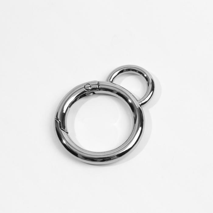 Кольцо-карабин, двойной, d = 25/35 мм, толщина - 5 мм, с креплением 12 × 3 мм, 5 шт, цвет серебряный Кольцо-карабин, двойной, d = 25/35 мм, толщина - 5 мм, с креплением 12 × 3 мм, 5 шт, цвет серебряный