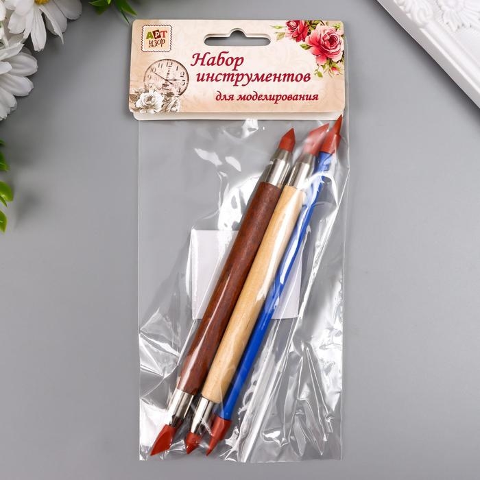 Инструменты для моделирования и придания формы набор 3 шт с резиновыми наконечниками 16 см Инструменты для моделирования и придания формы набор 3 шт с резиновыми наконечниками 16 см