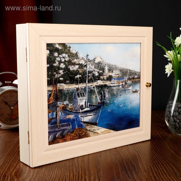 Ключница Ключница "Яхта у причала" молочный дуб 26х31 см