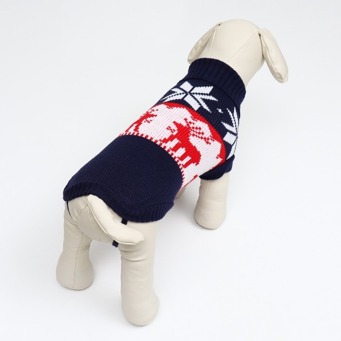 Свитер  Свитер "Бегущие олени", M (ДС 30, ОШ 27, ОГ 40 см), синий