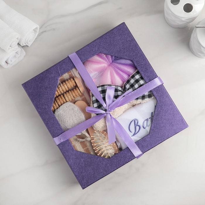 Набор банный, 7 предметов (3 мочалки, повязка на голову, расчёска, разделитель для пальцев, пемза), цвет МИКС Набор банный, 7 предметов (3 мочалки, повязка на голову, расчёска, разделитель для пальцев, пемза), цвет МИКС