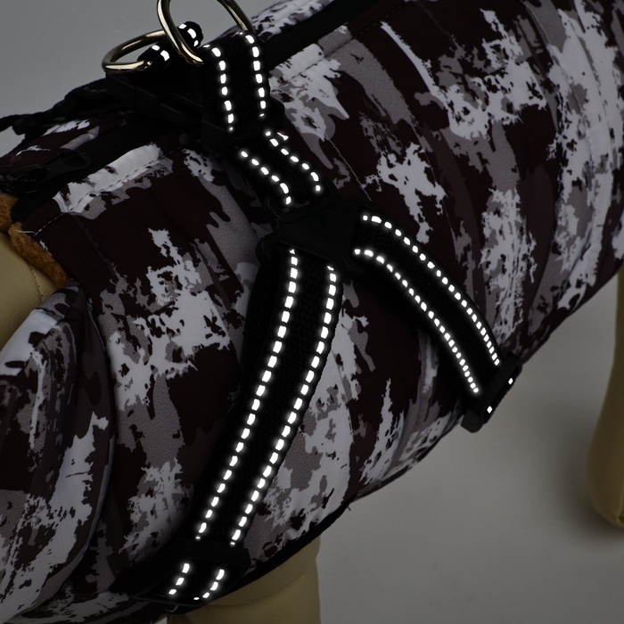 Одежда для собак. Куртка зимняя «Тёплая зима», камуфляж, размер L