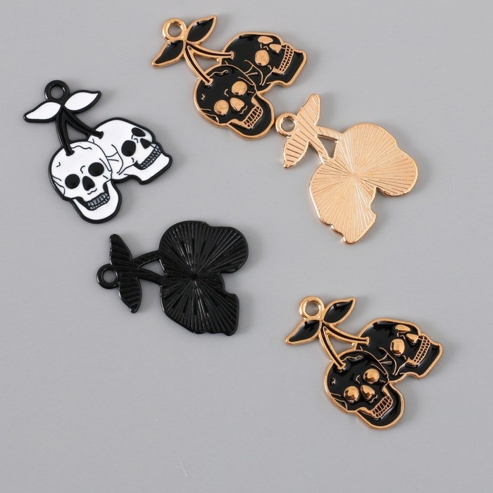 Декор для творчества металл Декор для творчества металл "Черепа на ветке" эмаль МИКС 2,6х1,9 см