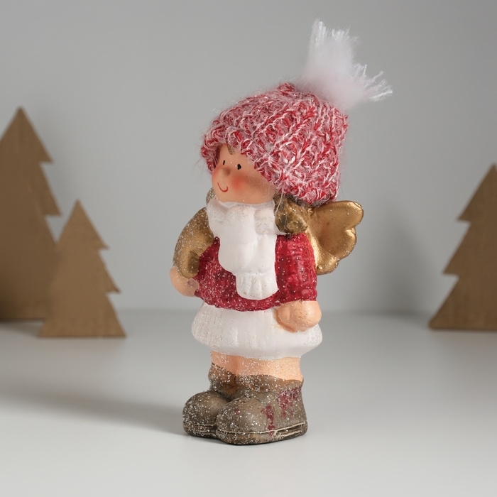 Сувенир керамика  Сувенир керамика "Девочка-ангел в красном наряде, со звёздочкой" 7,5х5,5х17,5 см