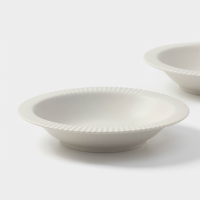 Тарелки Magistro Jarwah Lausanne, 550 мл, 21,3×4 см, глубокие, набор 2 шт, фарфор, серые Тарелки Magistro Jarwah Lausanne, 550 мл, 21,3×4 см, глубокие, набор 2 шт, фарфор, серые